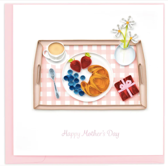 Mother's Day Breakfast in Bed Greeting Quilling Card