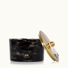 Load image into Gallery viewer, large black candle holder with gold lid
