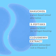 Load image into Gallery viewer, graphic with text Bakuchiol, 9-peptides, Cloudberry extract
