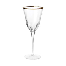 Load image into Gallery viewer, Vietri Optical Gold Wine Stem Glass - Gold Rim
