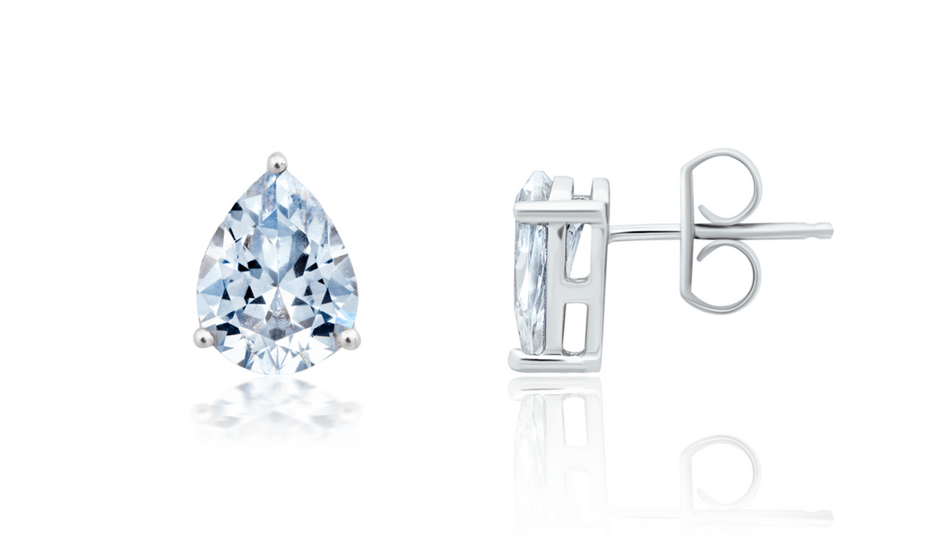 Crislu Pear Cut Solitaire Stud Earrings Finished in Pure Platinum