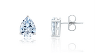 Crislu Pear Cut Solitaire Stud Earrings Finished in Pure Platinum