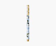 Rifle Paper Hydrangea Pen with a print of white flowers on a blue background 
