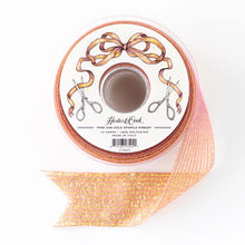 Load image into Gallery viewer, Hester &amp; Cook Fancy Sparkle Ribbon pink and gold on a spool
