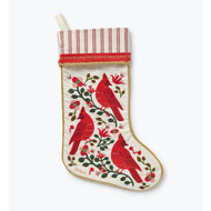 Cardinals Embroidered Stocking