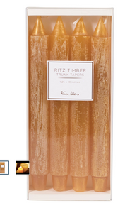 "Ritz" Timber Trunk Candles - Gold - Set of 4