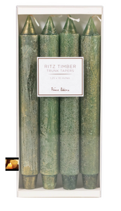 "Ritz" Timber Trunk Candles - Green - Set of 4
