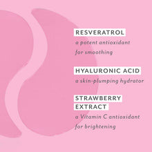 Load image into Gallery viewer, graphic with text resveratol, hyaluronic acid, strawberry extract

