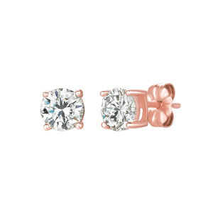 Crislu Round Solitaire Brilliant Stud Earrings Finished in 18kt Rose Gold