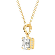 Crislu Royal Asscher Cut Pendant Necklace Finished in 18kt Yellow Gold