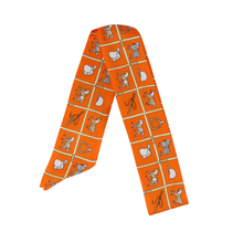 Load image into Gallery viewer, Equestrian Themed Design Skinny Scarf in orange
