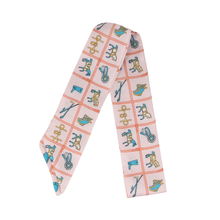 Load image into Gallery viewer, Equestrian Themed Design Skinny Scarf in pink
