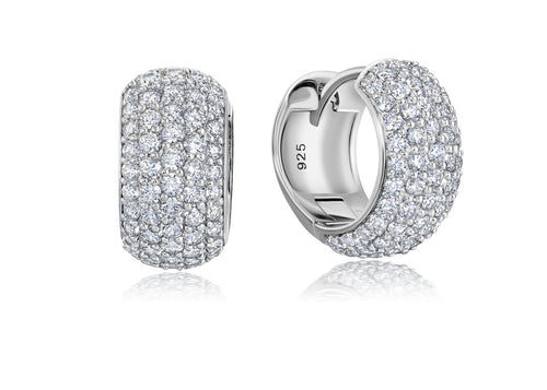 Crislu Pave Huggie Earrings Finished in Pure Platinum