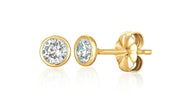 Crislu Solitaire Bezel Set Earrings Finished in 18kt Yellow Gold - 1.0 cttw