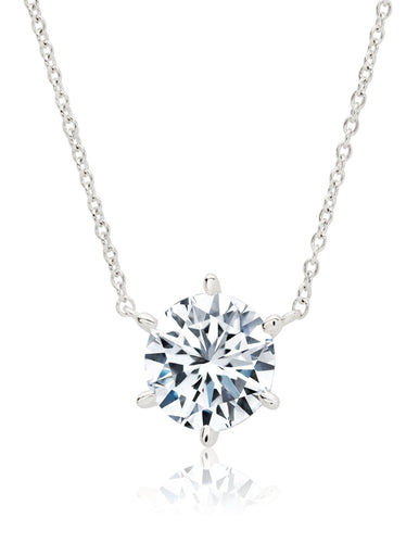 Crislu 6 Prong Solitaire Necklace Finished in Pure Platinum 