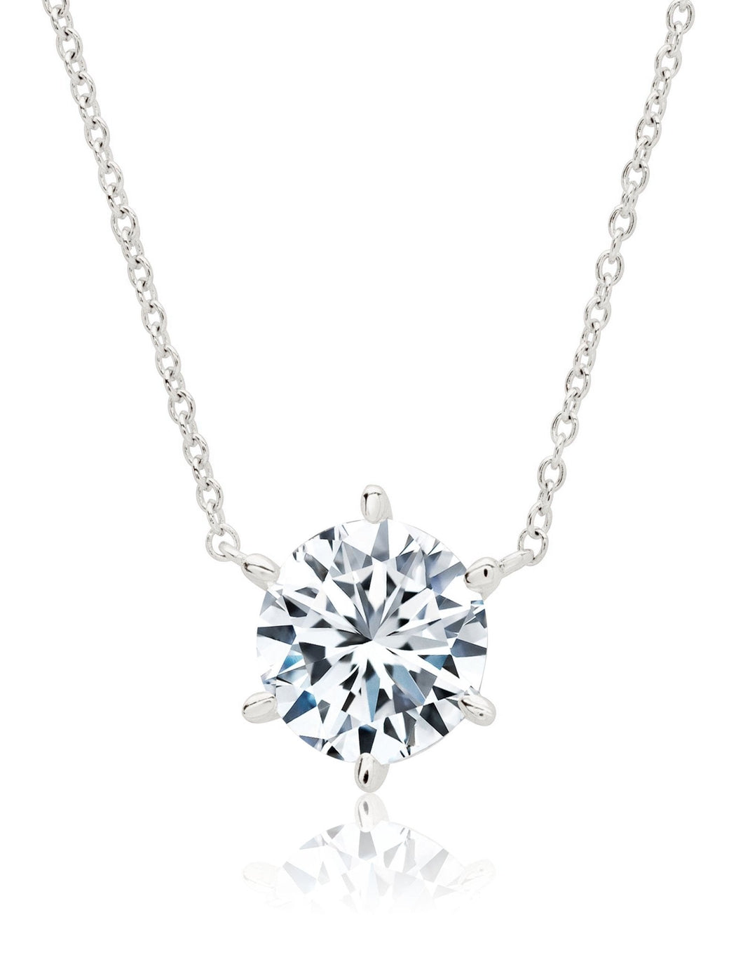 Crislu 6 Prong Solitaire Necklace Finished in Pure Platinum 