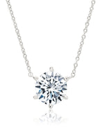 Crislu 6 Prong Solitaire Necklace Finished in Pure Platinum 