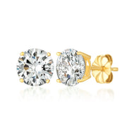 Crislu Brilliant Round Solitaire Stud Earrings Finished in 18kt Yellow Gold - 4.0 cttw