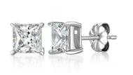 Crislu Solitaire Princess Stud Earrings Finished in Pure Platinum - 3.00 cttw