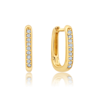 Crislu Square Huggie Hoops Earrings Finished in 18KT Yellow Gold