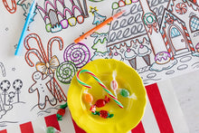 Load image into Gallery viewer, Hester &amp; Cook Gingerbread Coloring Runner on a table, colored in with bright colors 

