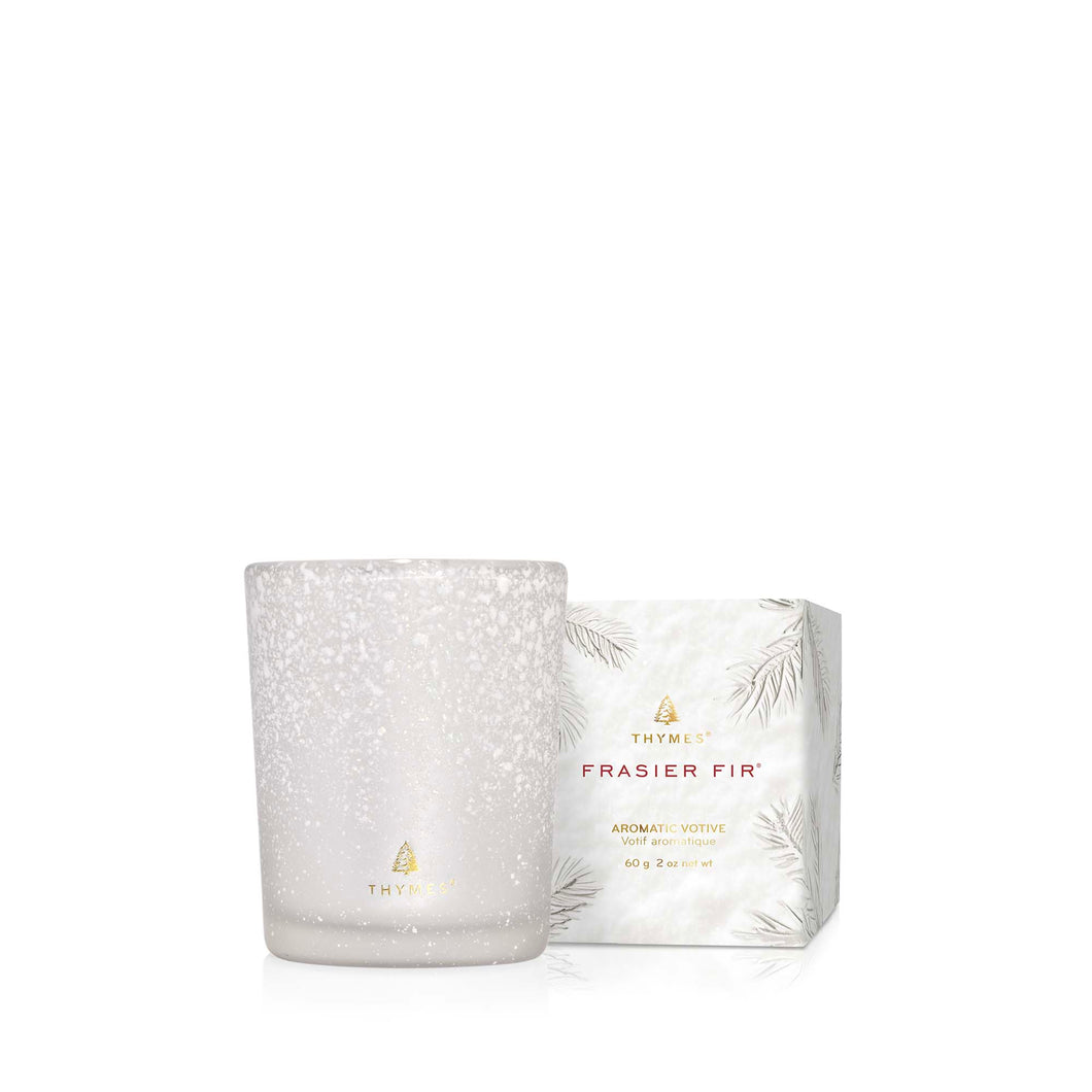 Thymes Frasier Fir Flocked Collection Votive Candle 2oz