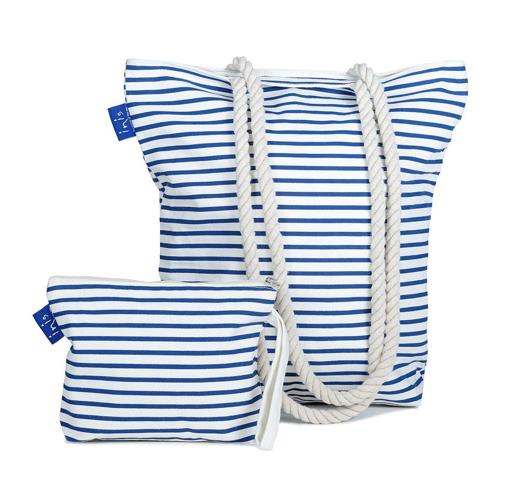 Inis Blue Striped Cosmetic Bag