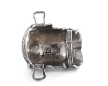 Load image into Gallery viewer, VH stamp on the bottom of the Pewter Cowboy Saddle Napkin Ring
