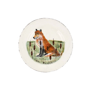Salad plate painted with a fox
