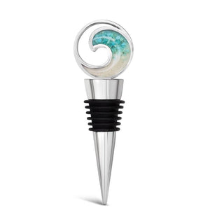 Dune Jewelry Wave Wine Stopper Crystal River & Turquoise Gradient