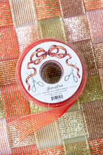 Load image into Gallery viewer, Hester &amp; Cook Fancy Sparkle Ribbon red and gold on a spool
