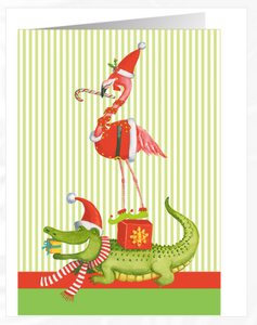 Zooey Christmas Flamingo & Alligator Boxed Christmas Cards