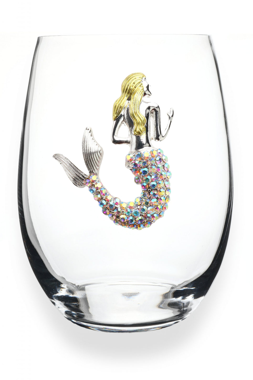 Aurora Borealis Mermaid Jeweled Stemless Glass