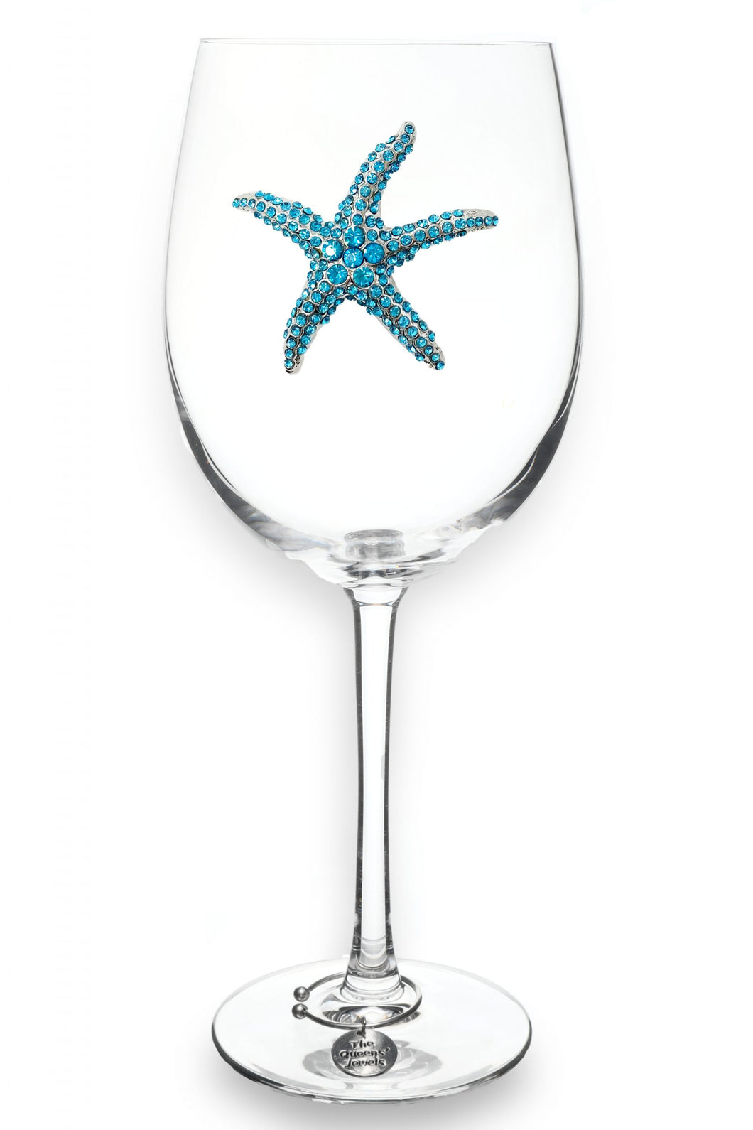 Blue Starfish Jeweled Stemmed Glass