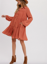 Load image into Gallery viewer, Button Up Tiered Shirt Dress
