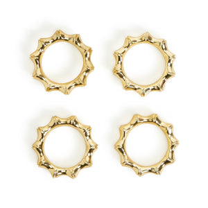 Gold Bamboo Aluminum Napkin Rings - S/4