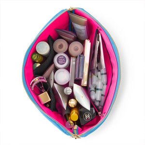 Vacationer Makeup Bag - Electric Blue w/ Pink Interior - FINAL SALE