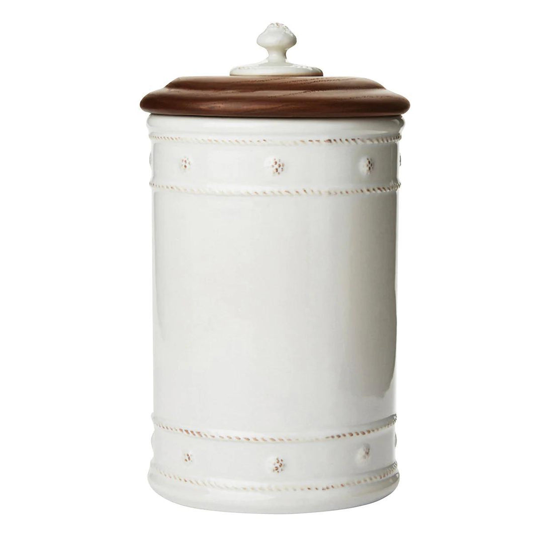 Berry and Thread 10'' Canister with Wooden Lid - Whitewash