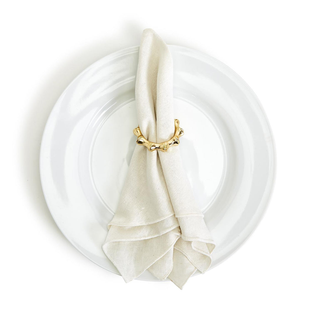 Gold Bamboo Aluminum Napkin Rings - S/4