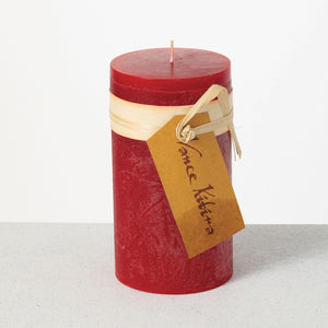Timber Pillar Candle - 6”x3.25” - Cranberry Red
