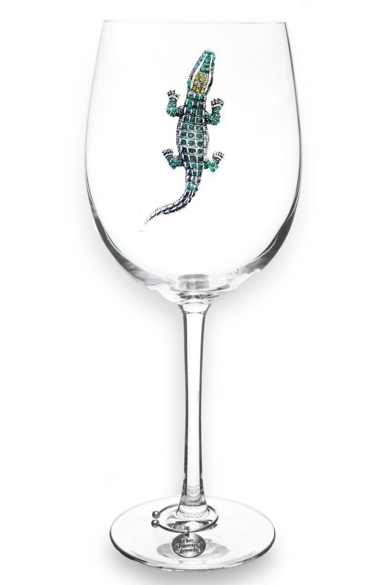 Alligator Jeweled Stemmed Glass