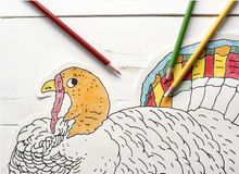 Load image into Gallery viewer, Die-Cut Coloring Turkey Paper Placemat
