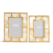 Load image into Gallery viewer, White Quartz  Photo Frames with Brass Trim
