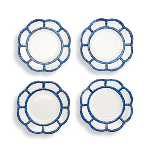Blue Bamboo Salad/Desert Accent Plates - Set of 4