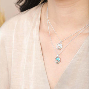 Dune Jewelry Sterling Wave Necklace - Turquoise & Crescent Beach Gradient