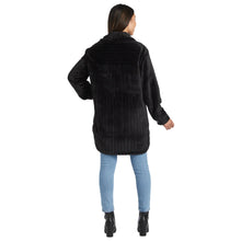 Load image into Gallery viewer, Button-Down Embossed Plush Shacket - Black
