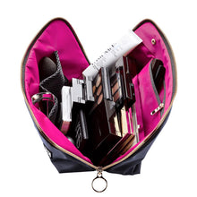 Load image into Gallery viewer, Vacationer Makeup Bag - Black/Pink Fabric
