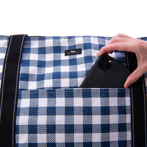 On Holiday Extra-Large Shoulder Bag - Navy and White Check