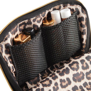 Everyday Makeup Bag - Black w/ Leopard Interior - FINAL SALE