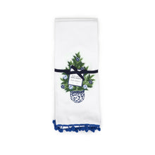 Load image into Gallery viewer, Chinoiserie Holiday Dish Towels with Pom Pom Trim - Set of 2
